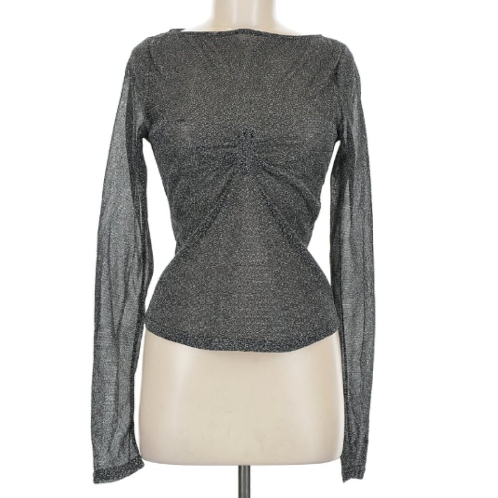 Princess Polly Sheer Metallic Grey Sparkly Women's size 8 Shirt